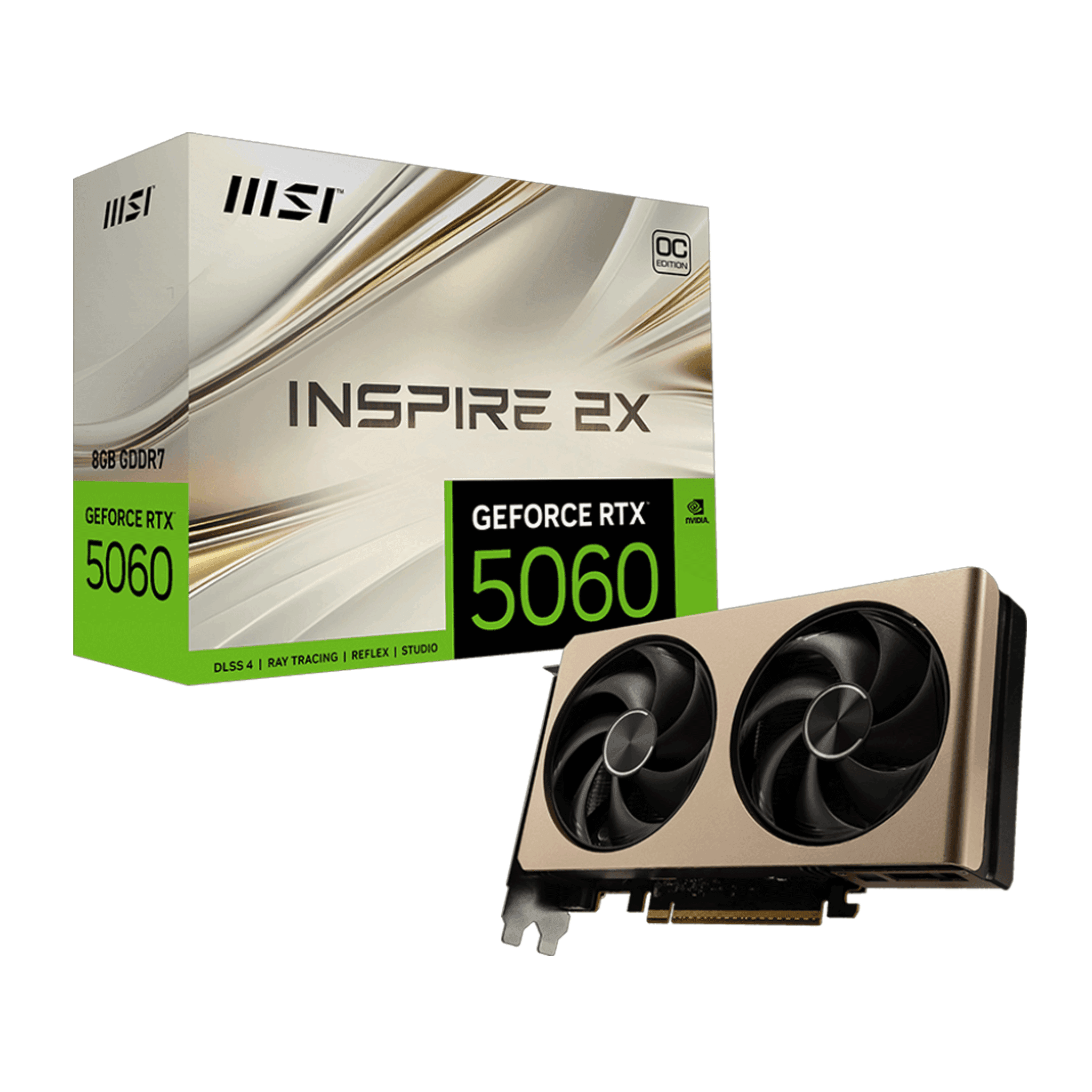 Card màn hình NVIDIA GeForce RTX 5060 MSI INSPIRE 2X OC | 8GB GDDR7, 3840 CUDA, 550W