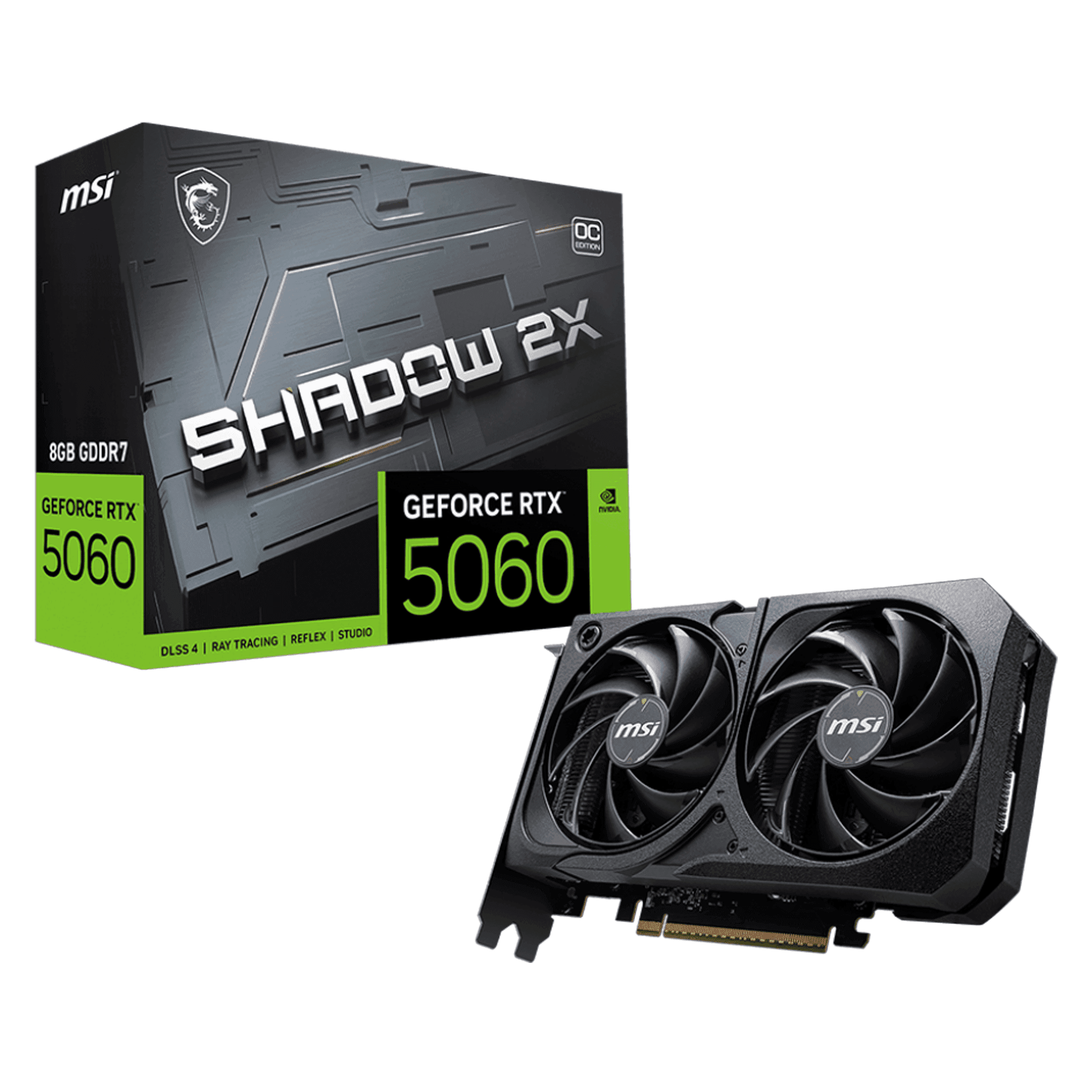 Card màn hình NVIDIA GeForce RTX 5060 MSI SHADOW 2X OC | 8GB GDDR7, 3840 CUDA, 550W