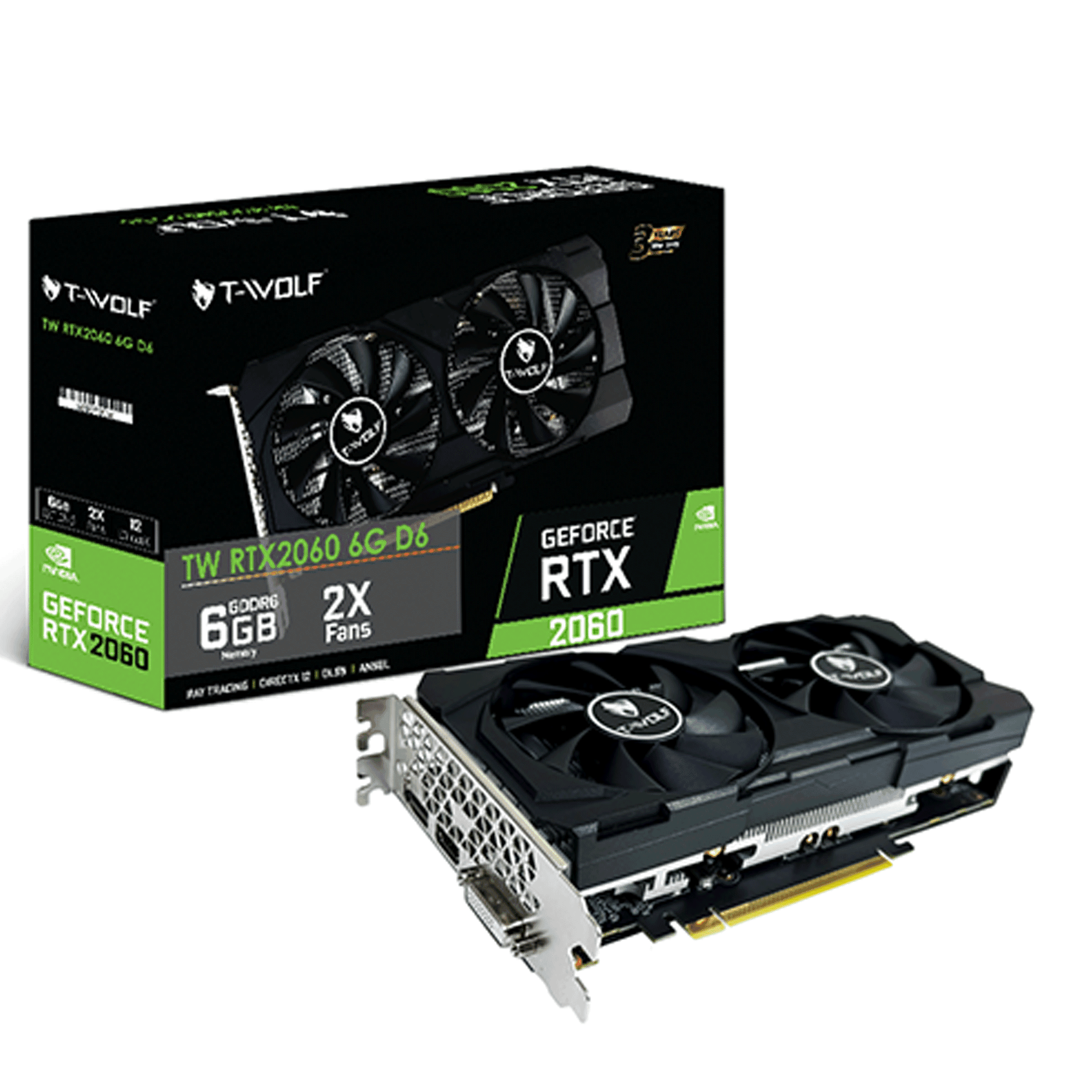 Card màn hình NVIDIA GeForce RTX 2060 T-WOLF | 6GB GDDR6, 1920 CUDA, 500W
