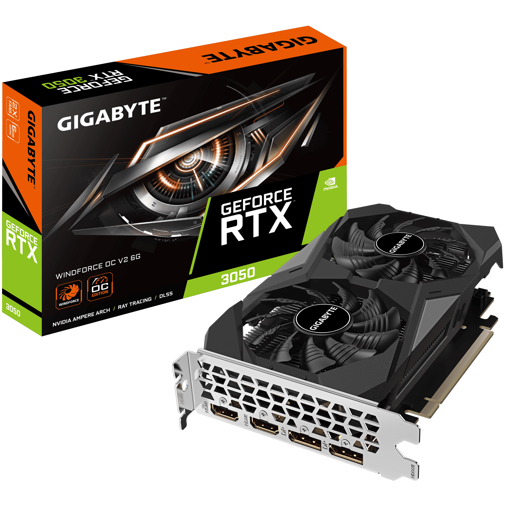 Card màn hình NVIDIA GeForce RTX 3050 Gigabyte WindForce OC | 6GB GDDR6, 2304 CUDA, 300W