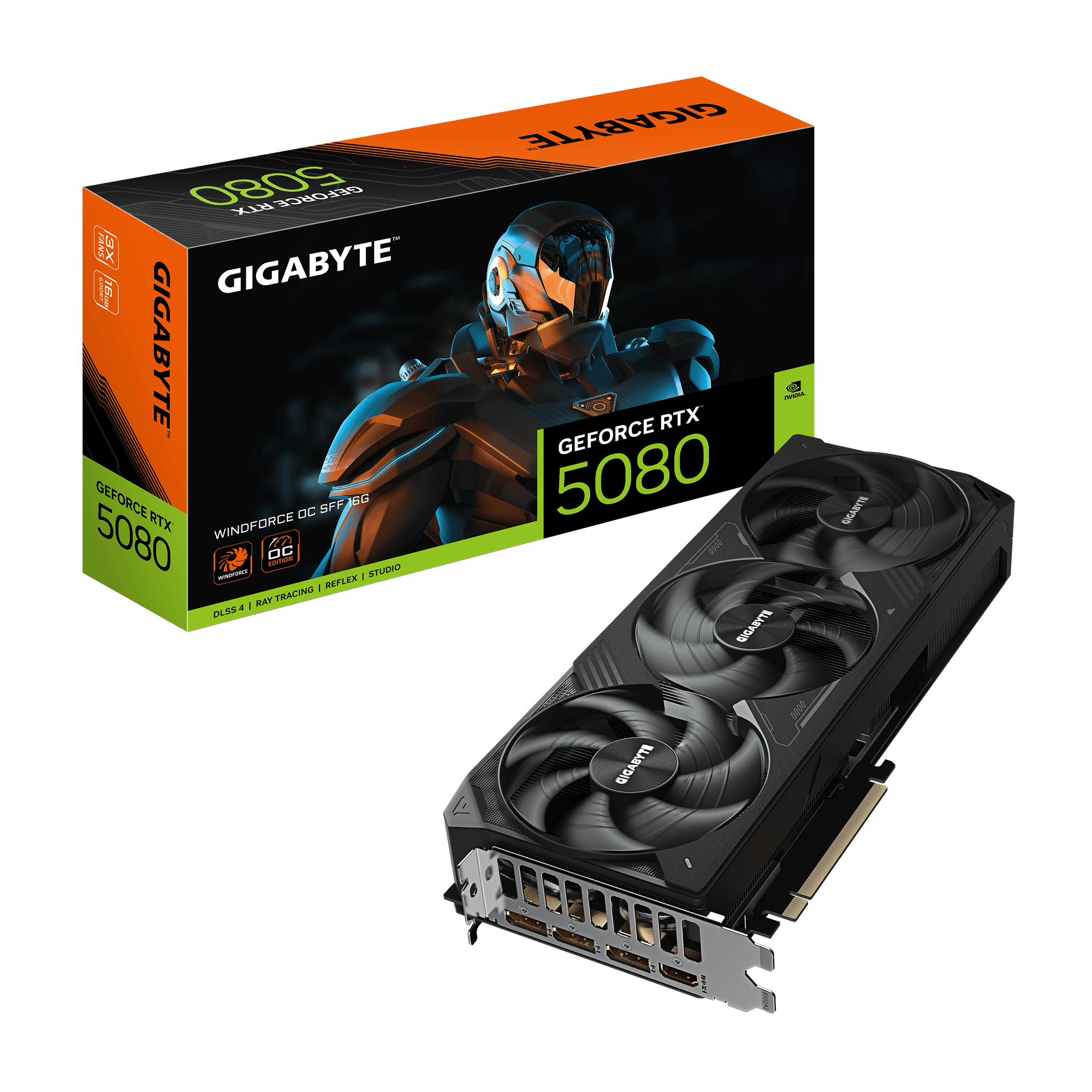 Card màn hình NVIDIA GeForce RTX 5080 Gigabyte WINDFORCE OC SFF OC | 16GB GDDR7, 10752 CUDA, 850W