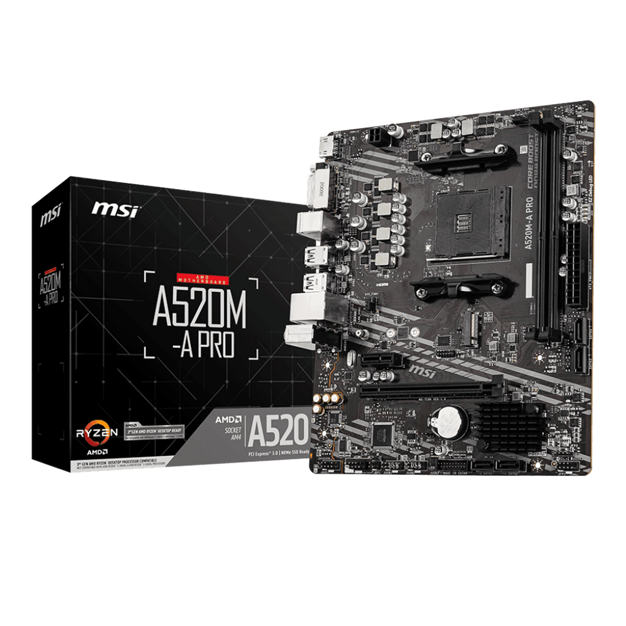 Mainboard MSI A520M-A Pro DDR4 | AM4, mATX, 2 khe RAM