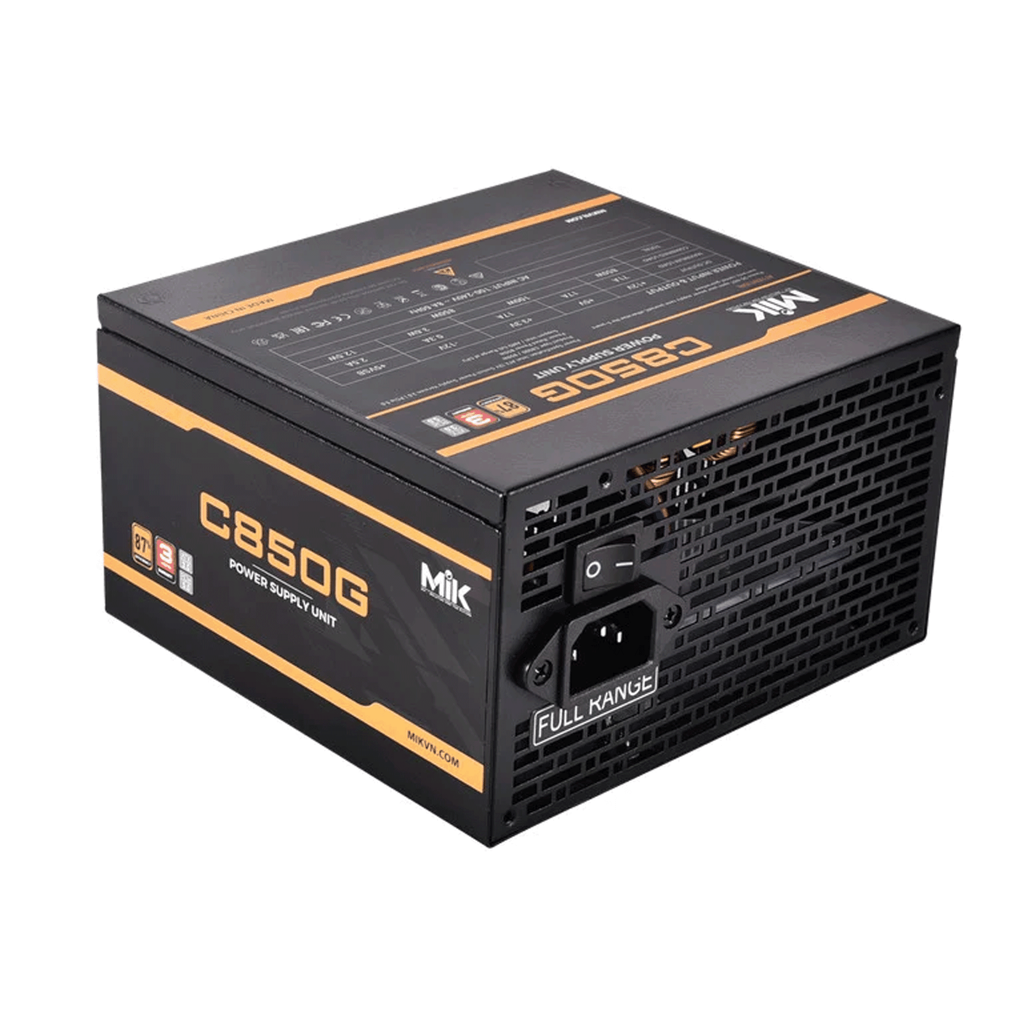 Nguồn máy tính MIK C850G ATX3.0 PCIe5.0 (Hiệu Suất Gold) (DC To DC) - Đen