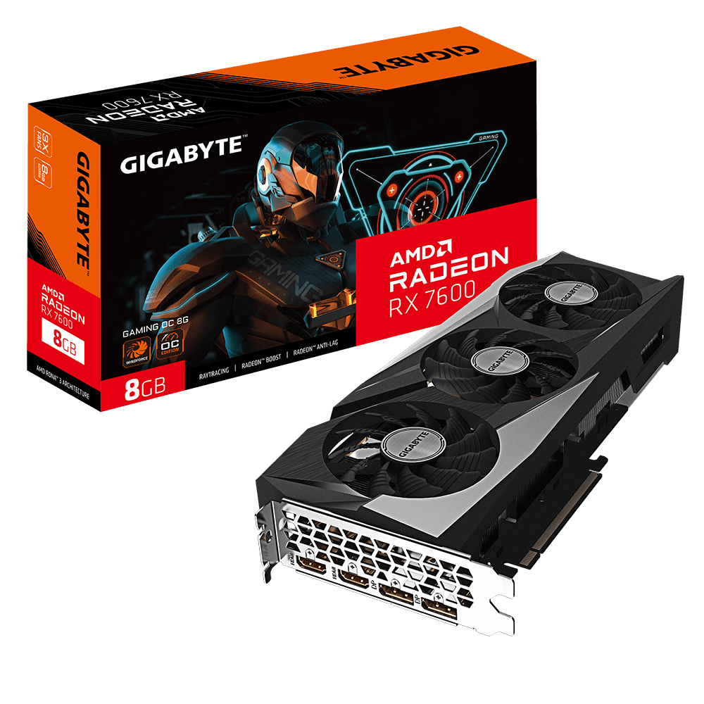 Card màn hình AMD Radeon RX 7600 Gigabyte GAMING OC | 8GB GDDR6, 2048 SP, 550W