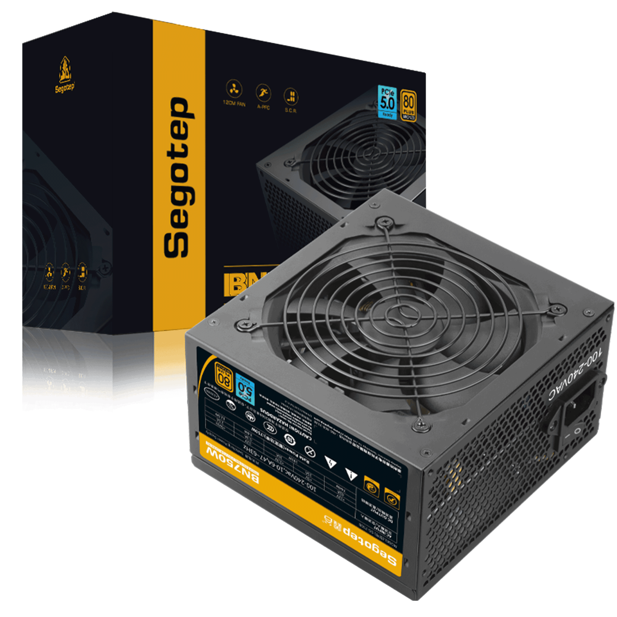 Nguồn máy tính Segotep Bn750W 80 Plus Bronze Pcie 5.1 (SG-750BV2) | Non Modular, ATX