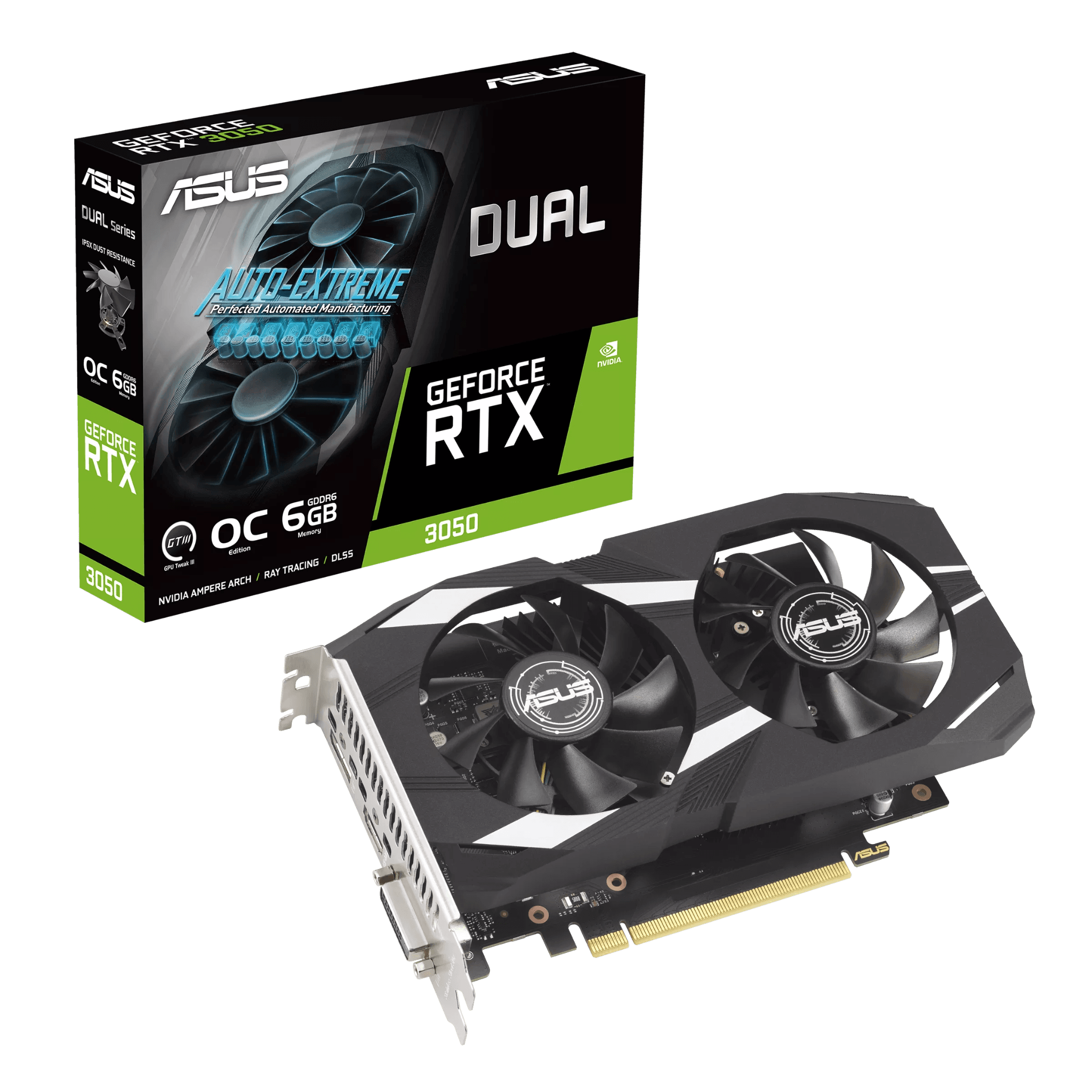 Card màn hình NVIDIA GeForce RTX 3050 ASUS Dual OC | 6GB GDDR6, 2304 CUDA, 450W
