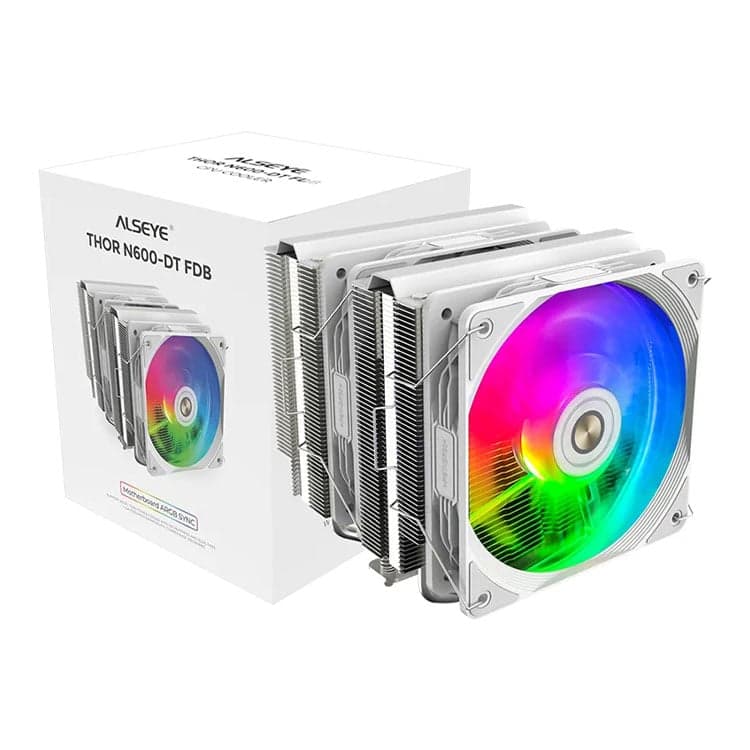 Tản Nhiệt CPU Alseye Thor N600-DT | Trắng, 2 Tháp ARGB