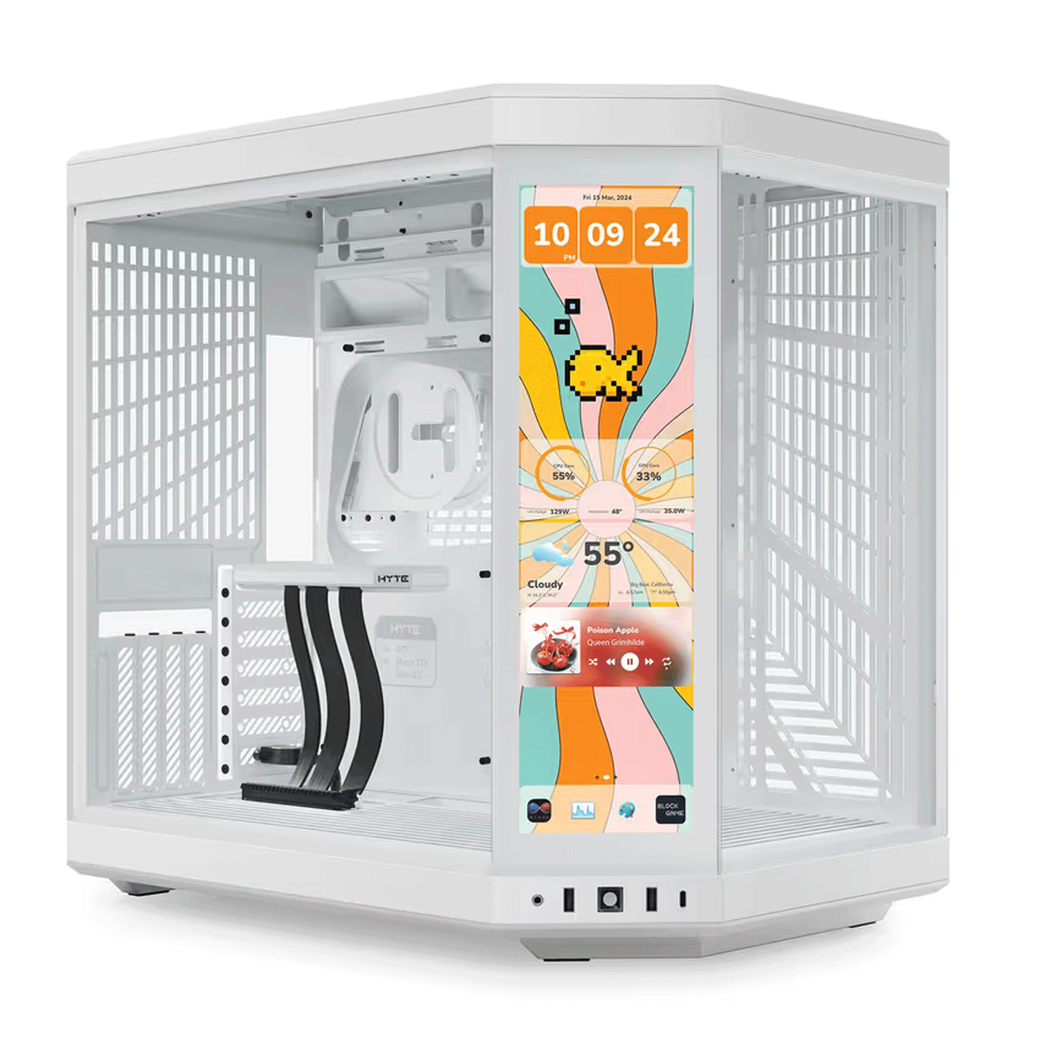 Thùng máy Hyte Y70 Touch Infinite - White | Kèm sẵn cable riser PCIe4.0 (CS-HYTE-Y70TI-WW)