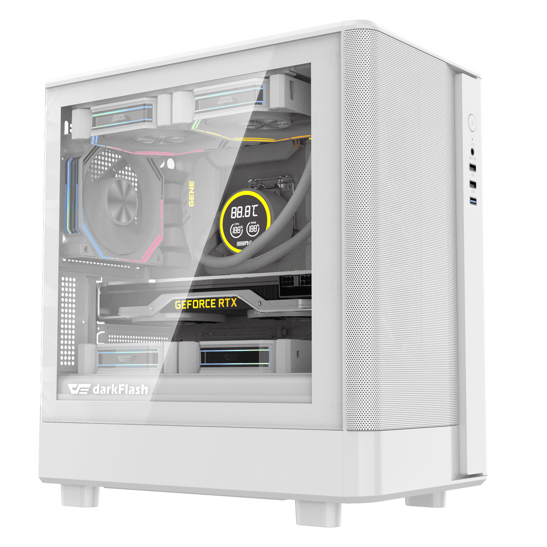 Thùng máy Case DarkFlash DB330M M-ATX | Mặt lưới, trắng