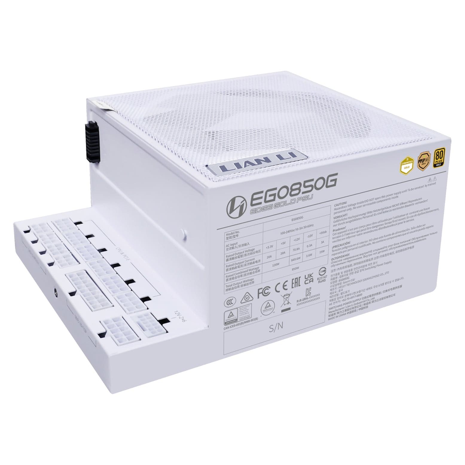 Nguồn máy tính LianLi EDGE 850W Gold (Không Kèm HUB) (EG850G WHITE EU) - Trắng | Full Modular, ATX