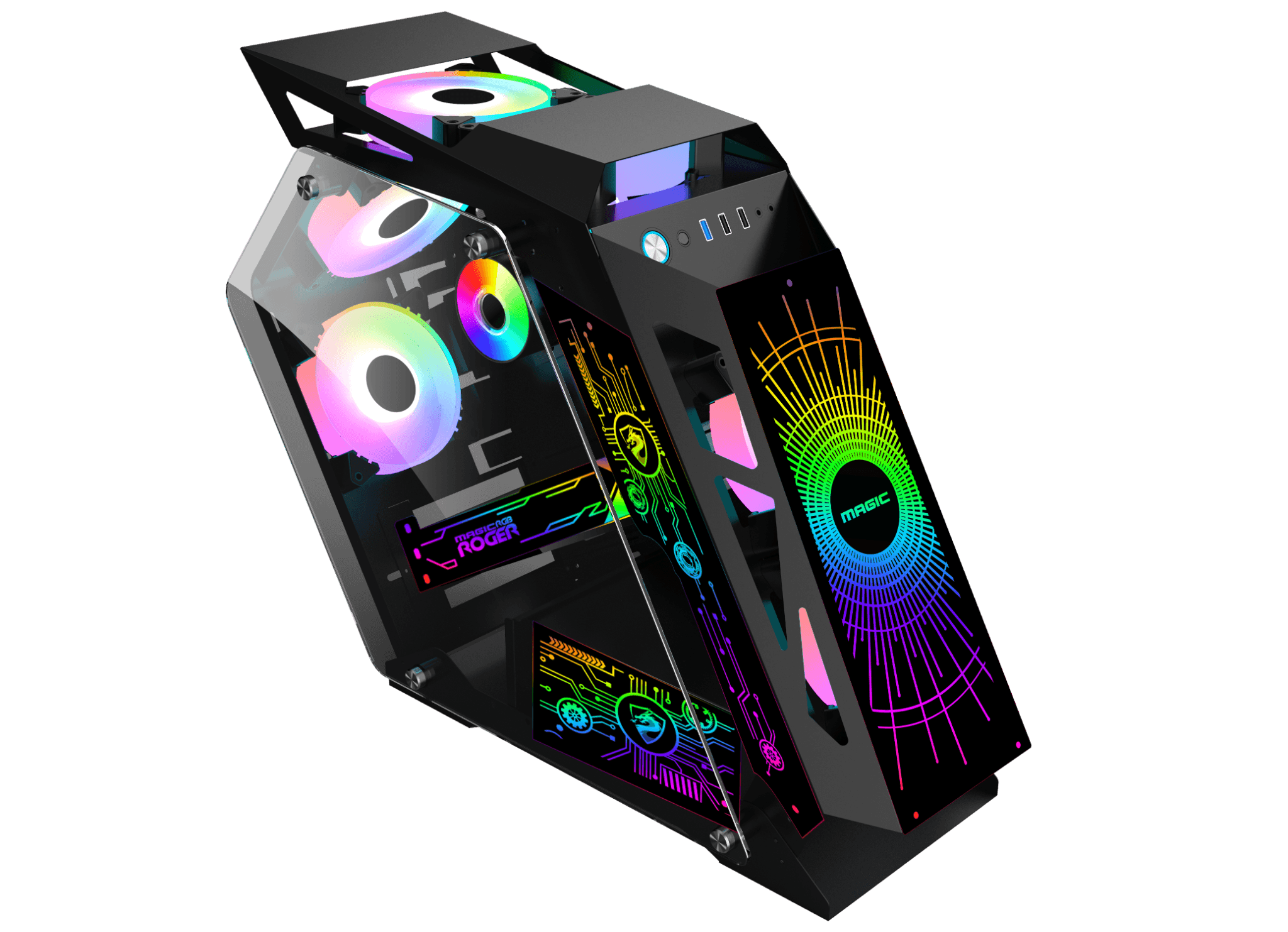 Thùng máy Magic Roger RGB M-ATX | Black, không kèm fan