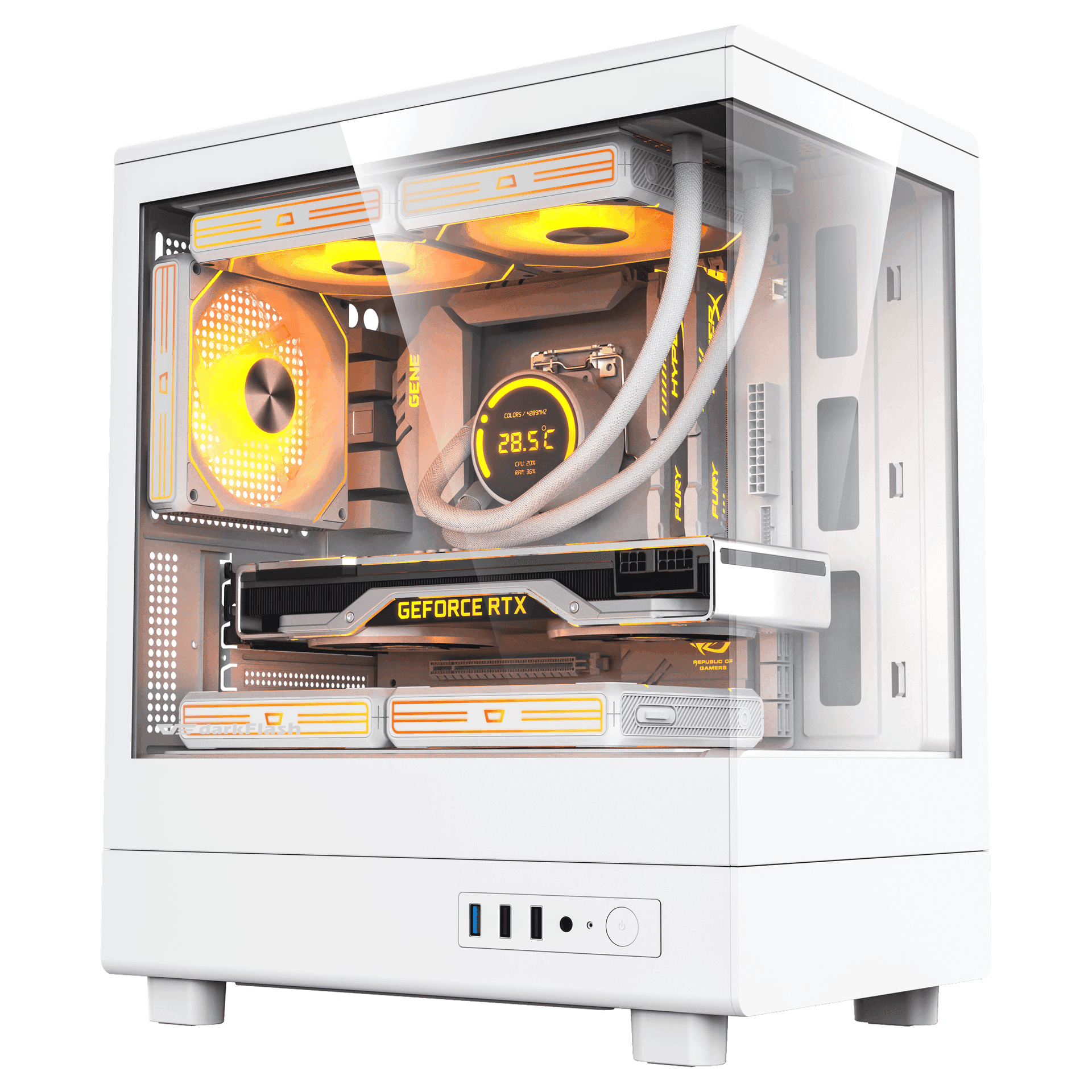 Thùng máy Case DarkFlash DB330M M-ATX | Mặt kính, trắng