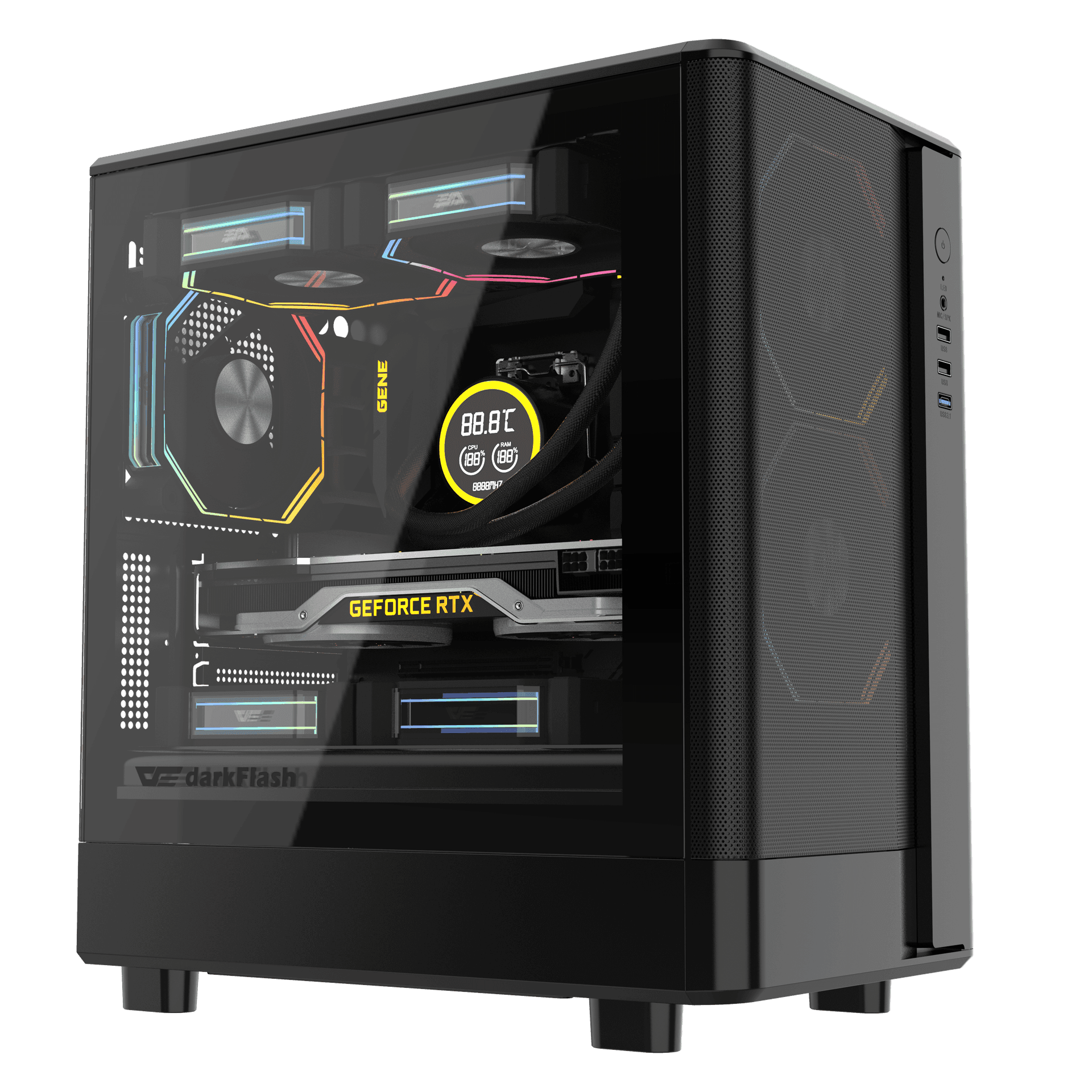 Thùng máy Case DarkFlash DB330M M-ATX | Mặt lưới, đen