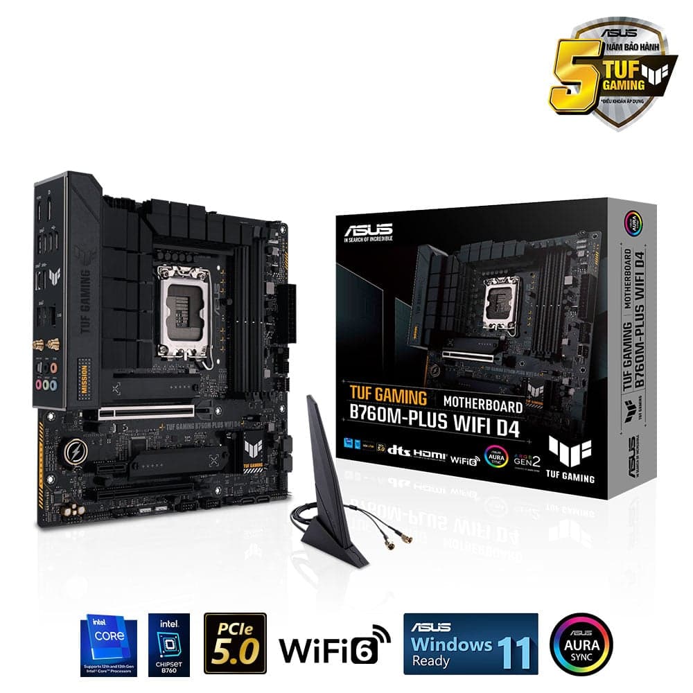 Mainboard ASUS TUF Gaming B760M-PLUS Wifi DDR4 | LGA 1700, mATX, 4 khe RAM